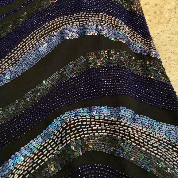 Blue and Black Beaded Sequins Dress Size 14 Pullover by Oasis - Picture 8 of 8
